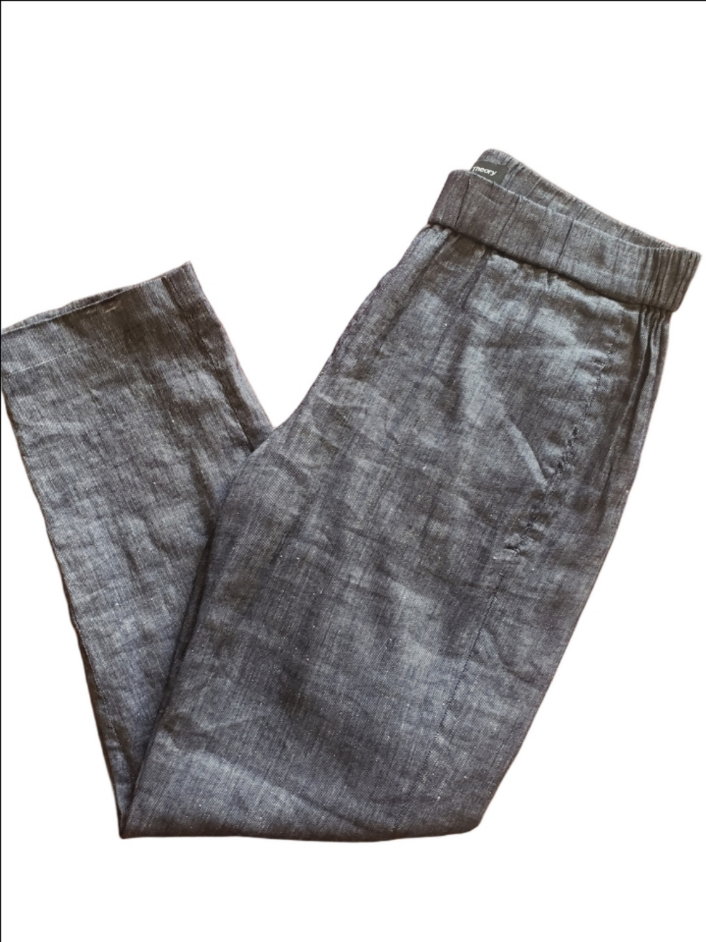 Theory Women’s Blue Linen Blend Chino Pants Size S – Lightweight Tapered